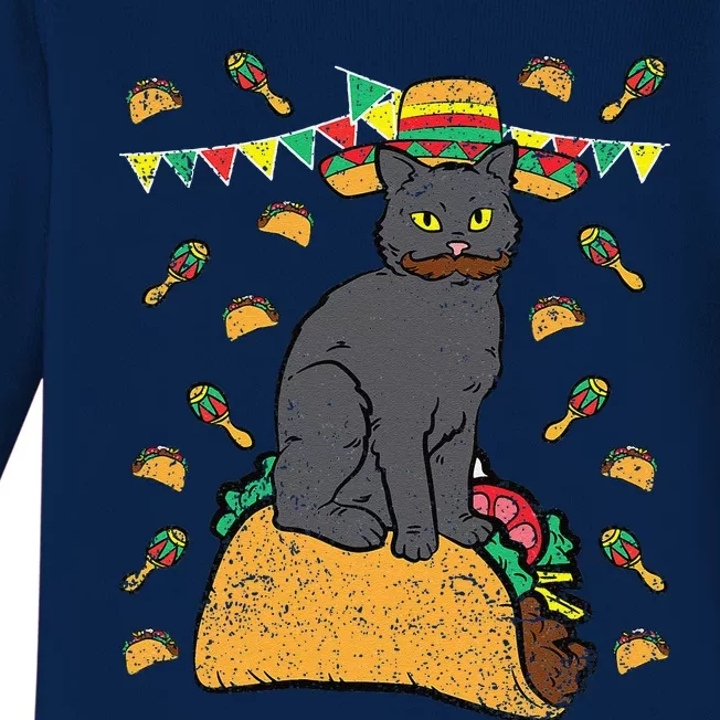 Cat Sitting Taco Cinco De Mayo Mexican Food Fiesta Party Baby Long Sleeve Bodysuit