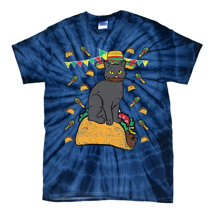 Cat Sitting Taco Cinco De Mayo Mexican Food Fiesta Party Tie-Dye T-Shirt