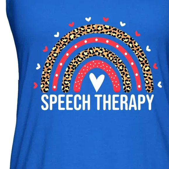 Cute Speech Therapy Therapist Leopard Boho Rainbow Great Gift Ladies Essential Flowy Tank