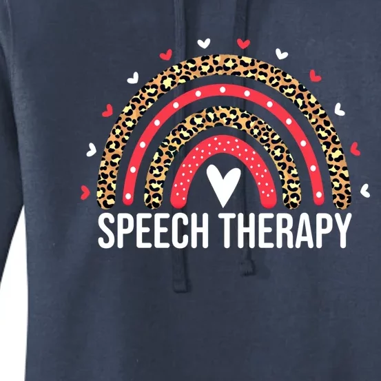 Cute Speech Therapy Therapist Leopard Boho Rainbow Great Gift Women's Pullover Hoodie