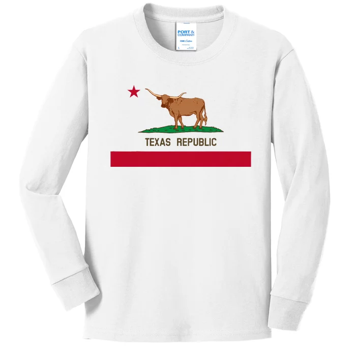 California Style Texas State Flag Kids Long Sleeve Shirt