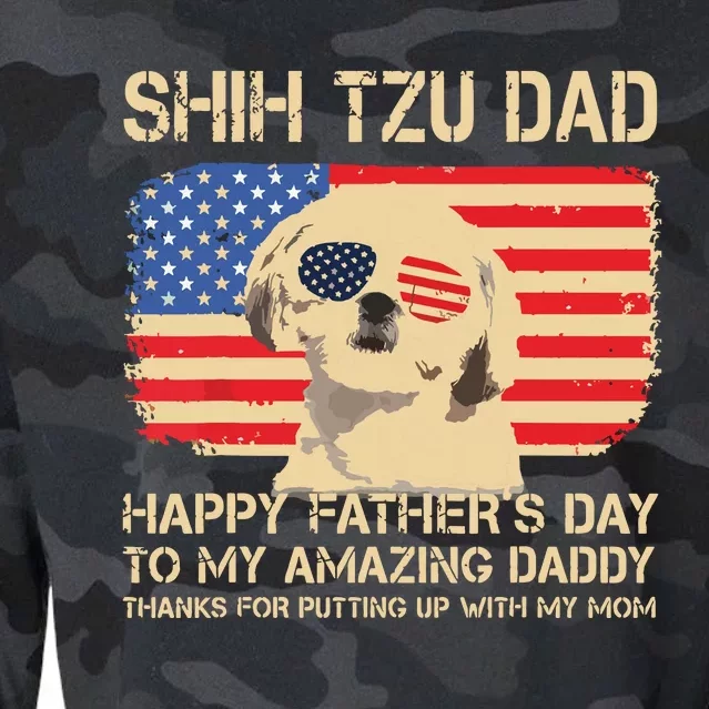 CREAM Shih Tzu Dad Happy Fathers Day To My Amazing Daddy Dog Cropped Pullover Crew