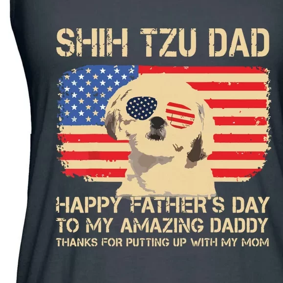 CREAM Shih Tzu Dad Happy Fathers Day To My Amazing Daddy Dog Ladies Essential Flowy Tank