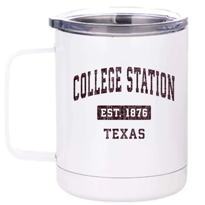 College Station Texas Tx Vintage Athletic Red Sports Design Front & Back 12oz Stainless Steel Tumbler Cup