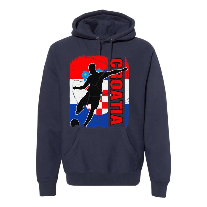 Croatia Soccer Team Croatian Flag Jersey Football Fans Premium Hoodie