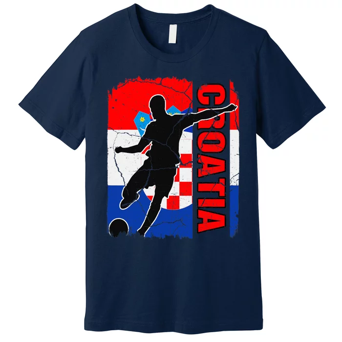 Croatia Soccer Team Croatian Flag Jersey Football Fans Premium T-Shirt