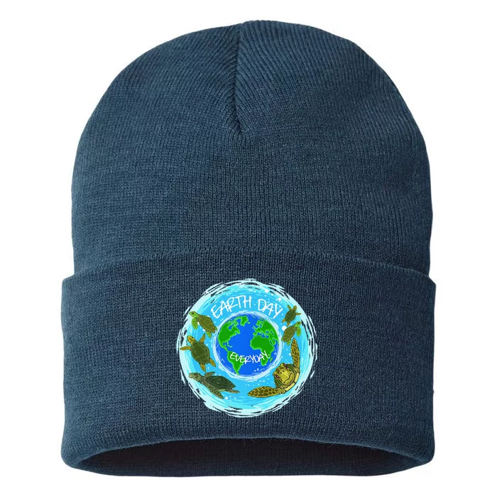 Cute Sea Turtles Earth Day Everyday Environmentalists Sustainable Knit Beanie