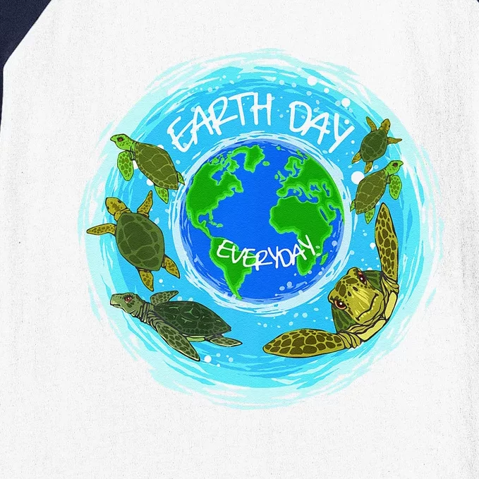 Cute Sea Turtles Earth Day Everyday Environmentalists Baseball Sleeve Shirt