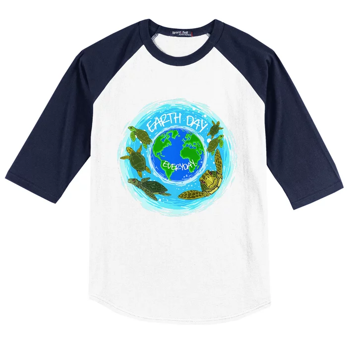 Cute Sea Turtles Earth Day Everyday Environmentalists Baseball Sleeve Shirt