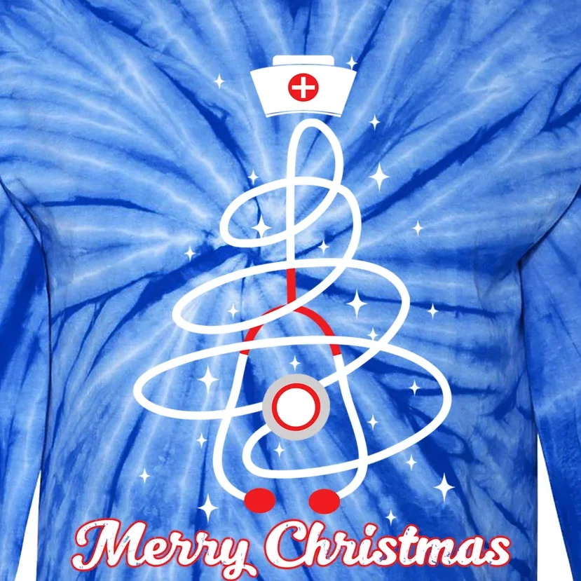 Christmas Stethoscope Tree Costume Nursing Xmas Gift Tie-Dye Long Sleeve Shirt