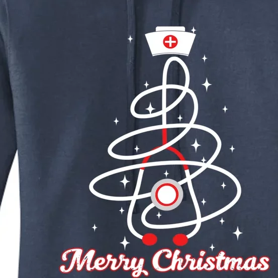 Christmas Stethoscope Tree Costume Nursing Xmas Gift Women's Pullover Hoodie