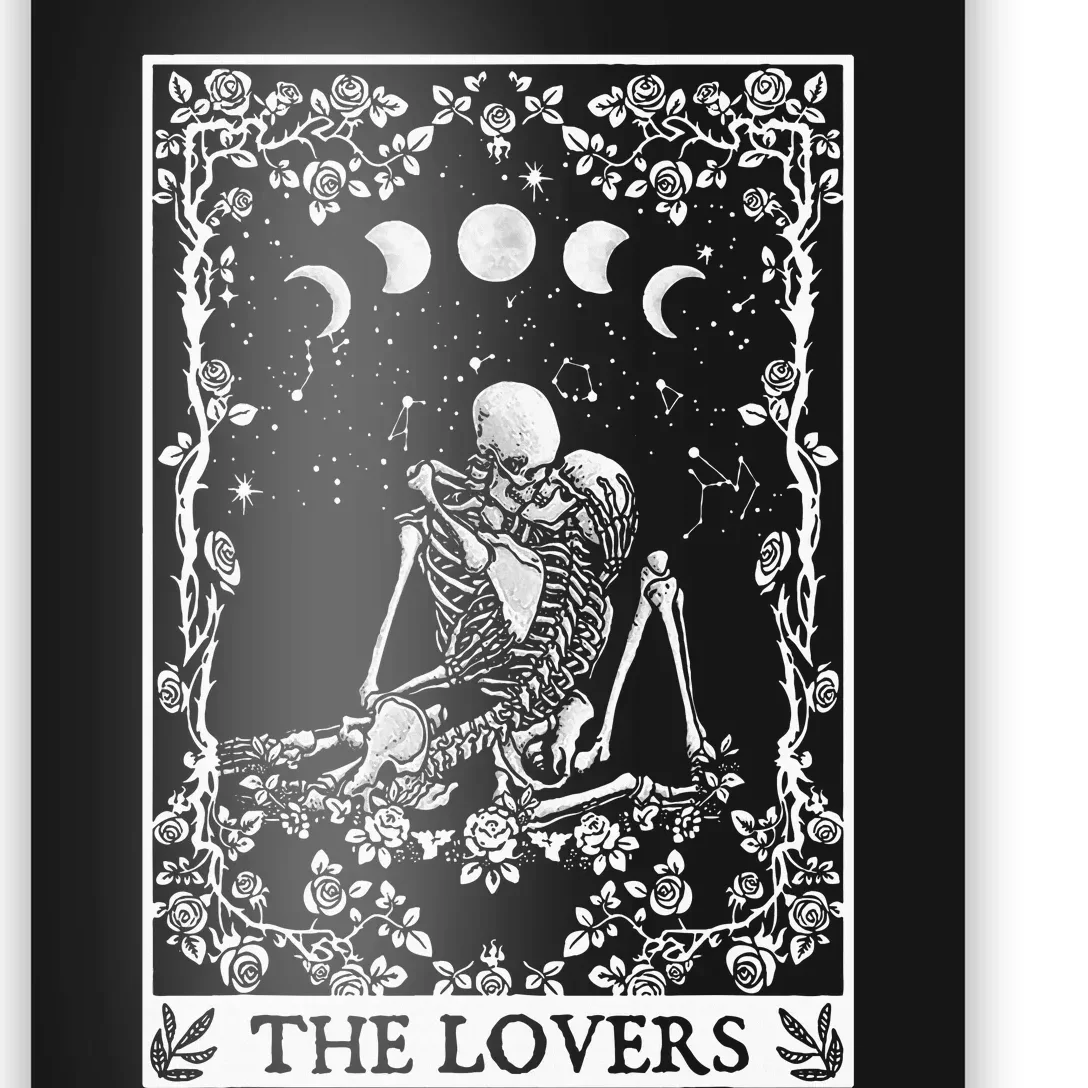 Celestial Skeleton The Lovers Tarot Card Moon Reading Holder Poster