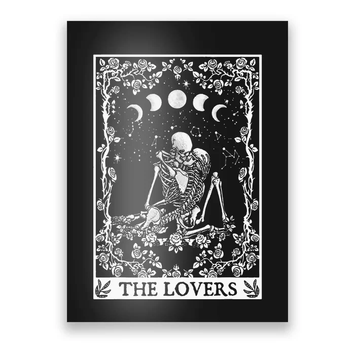 Celestial Skeleton The Lovers Tarot Card Moon Reading Holder Poster