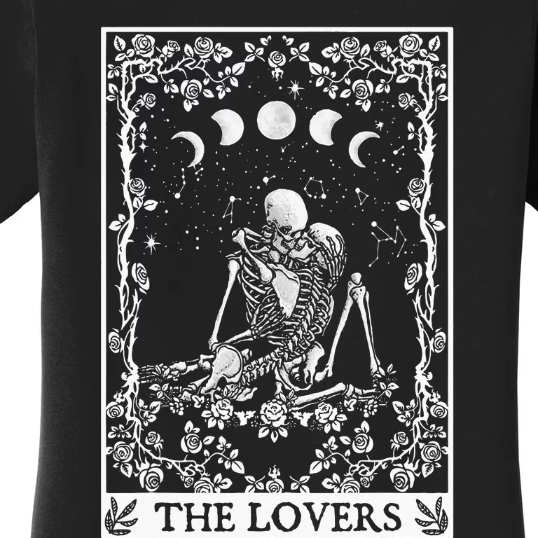 Celestial Skeleton The Lovers Tarot Card Moon Reading Holder Women's T-Shirt