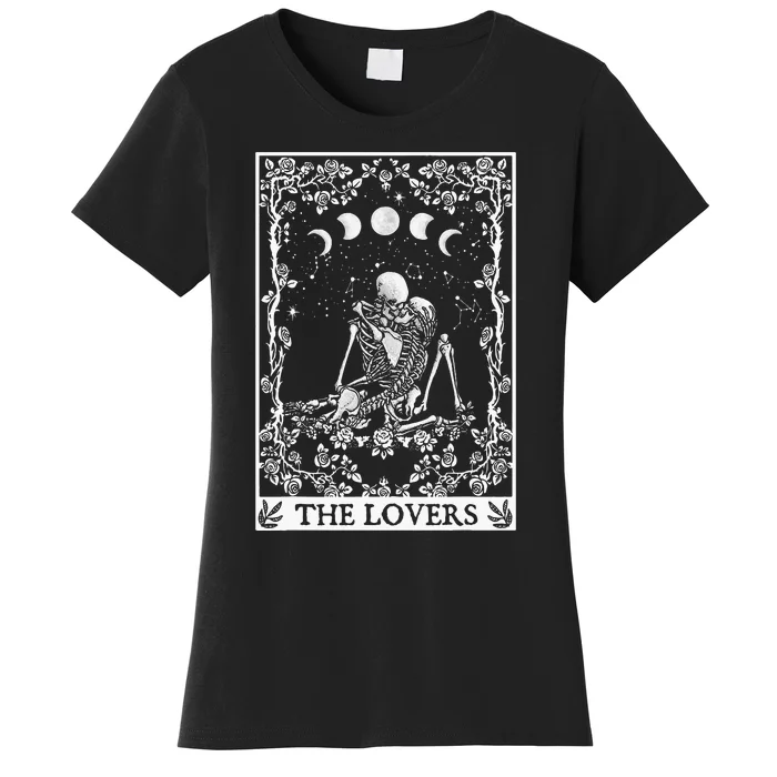 Celestial Skeleton The Lovers Tarot Card Moon Reading Holder Women's T-Shirt