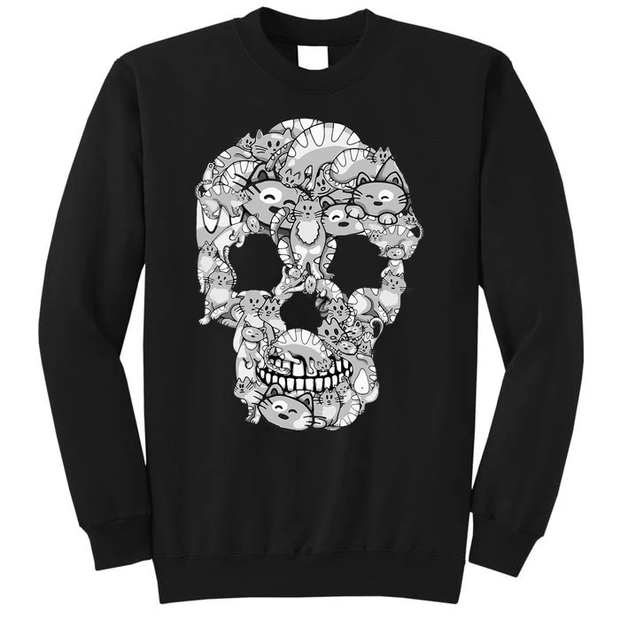 Cat Skull Tee Kitty Skeleton Halloween Costume Cat Lover Tall Sweatshirt