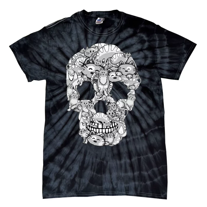 Cat Skull Tee Kitty Skeleton Halloween Costume Cat Lover Tie-Dye T-Shirt