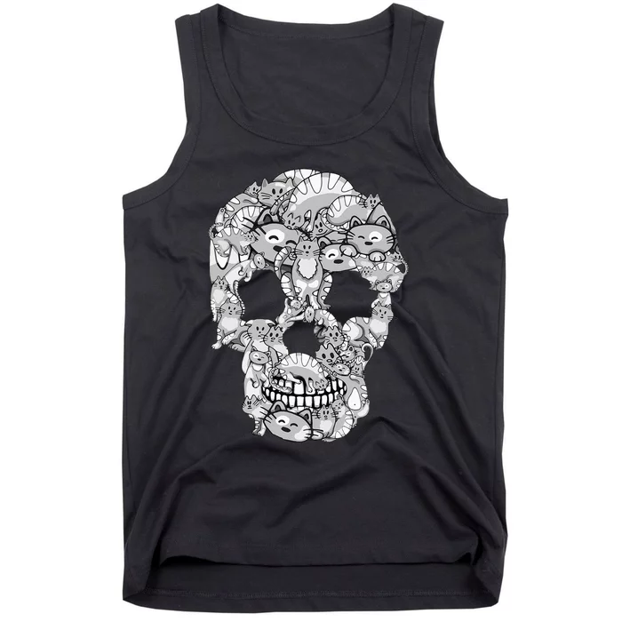 Cat Skull Tee Kitty Skeleton Halloween Costume Cat Lover Tank Top