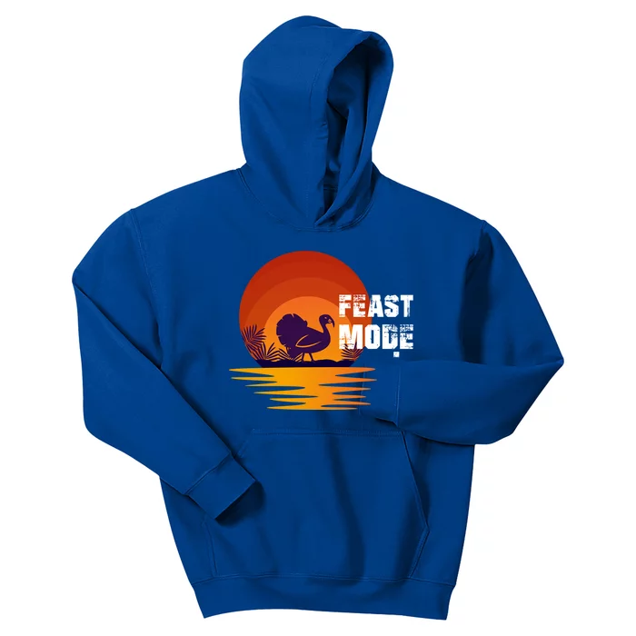 Cool Sunset Turkey Day Feast Mode Gift Kids Hoodie