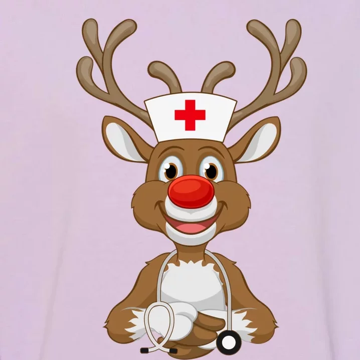 Christmas Scrub Top Reindeer Scrubs Rubber Gloves Nurses Great Gift Garment-Dyed Sweatshirt