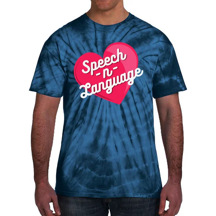 Cute Speech Therapist Gift SLP Therapy Pink Valentine's Day Tie-Dye T-Shirt