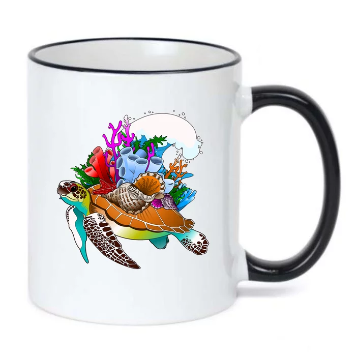 Cool Sea Turtle Ocean Life Black Color Changing Mug