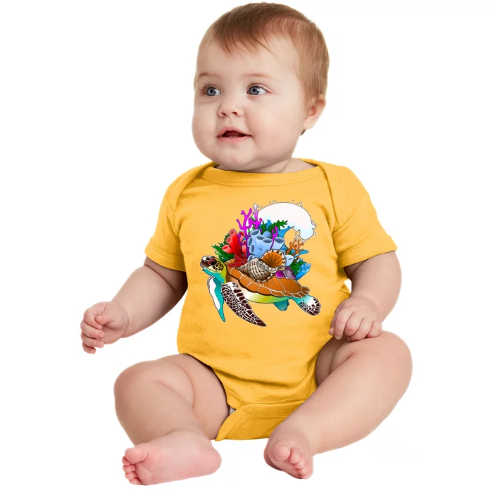 Cool Sea Turtle Ocean Life Baby Bodysuit