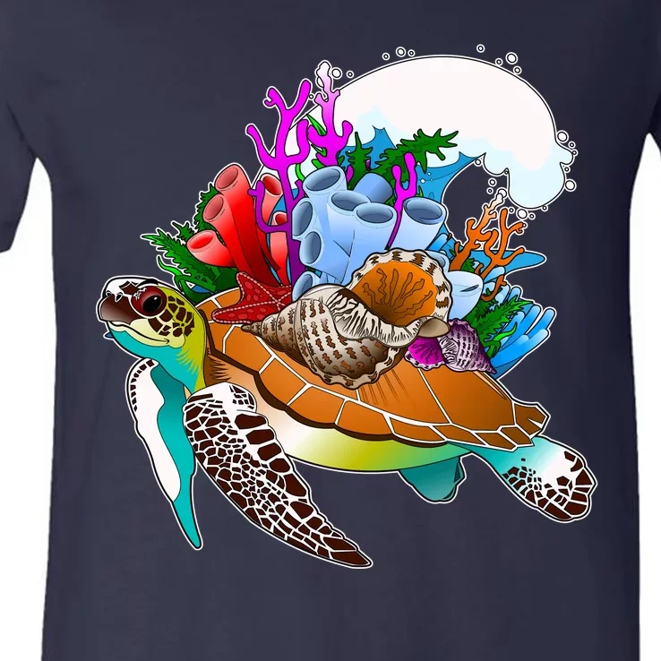 Cool Sea Turtle Ocean Life V-Neck T-Shirt