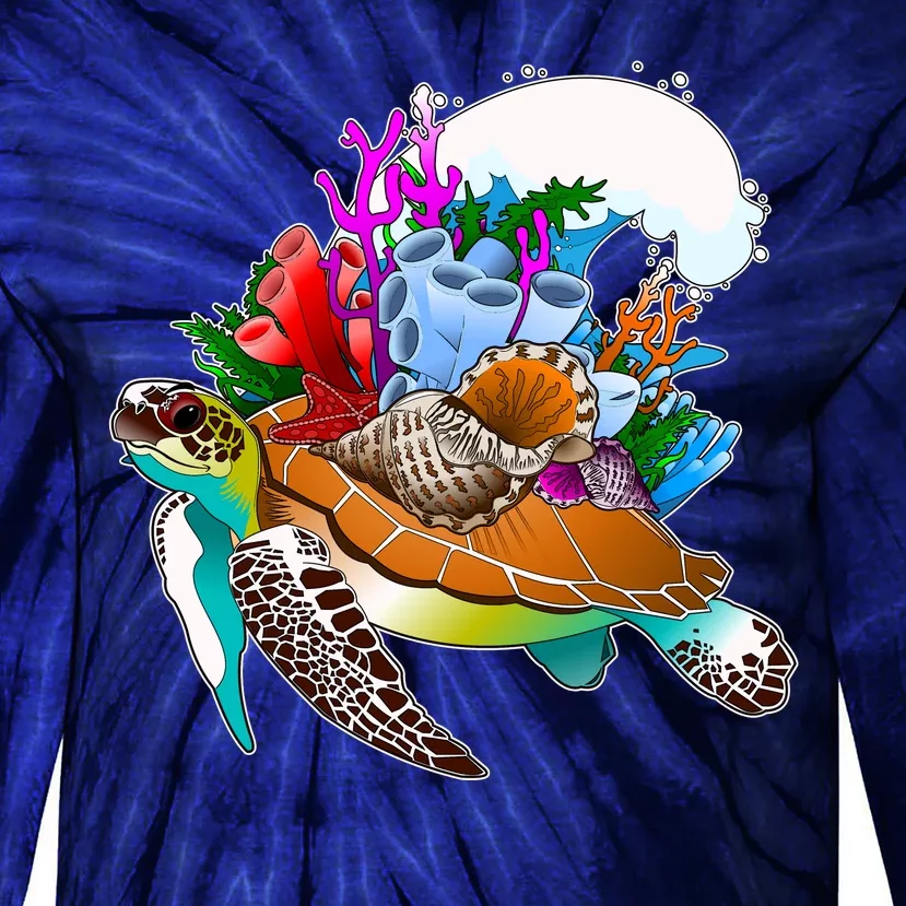 Cool Sea Turtle Ocean Life Tie-Dye Long Sleeve Shirt