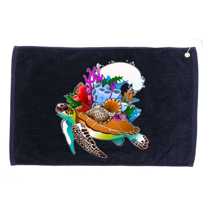 Cool Sea Turtle Ocean Life Grommeted Golf Towel