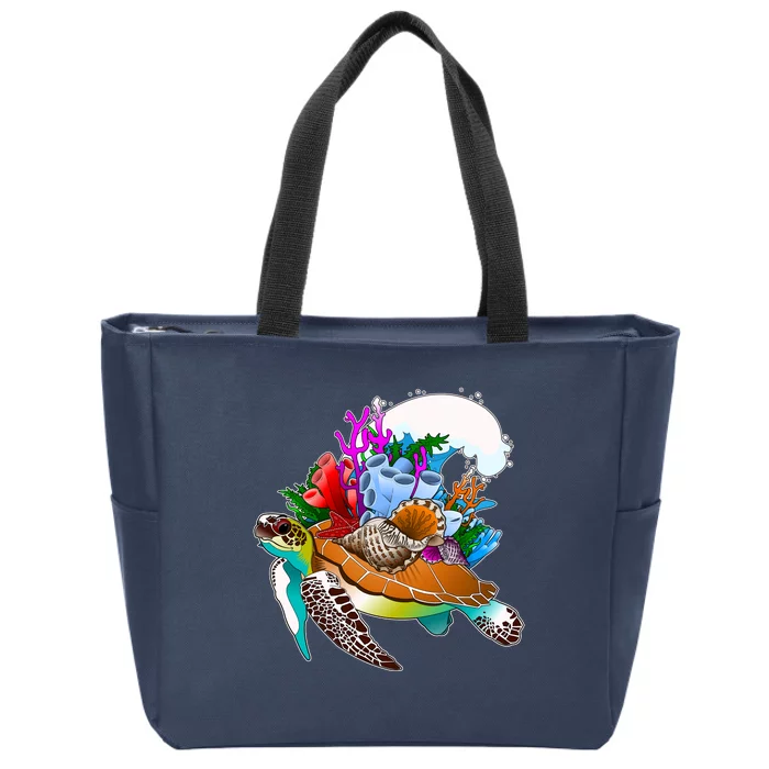 Cool Sea Turtle Ocean Life Zip Tote Bag