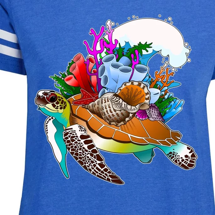 Cool Sea Turtle Ocean Life Enza Ladies Jersey Football T-Shirt