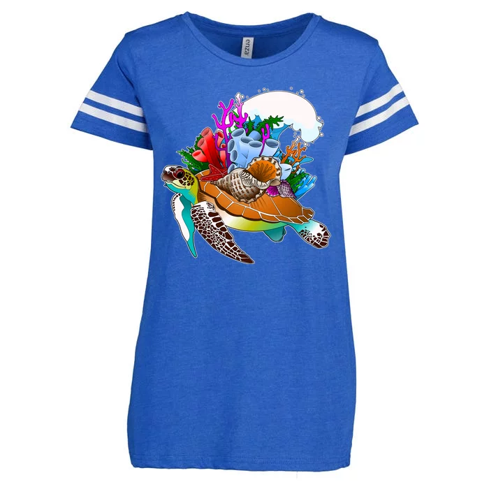 Cool Sea Turtle Ocean Life Enza Ladies Jersey Football T-Shirt