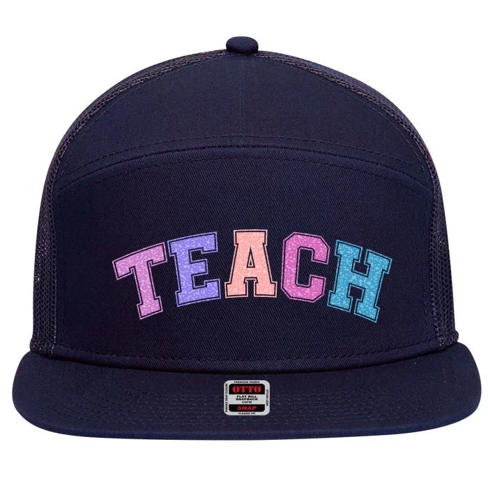 Cute Sporty Teach Logo 7 Panel Mesh Trucker Snapback Hat