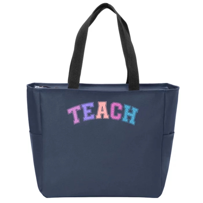 Cute Sporty Teach Logo Zip Tote Bag