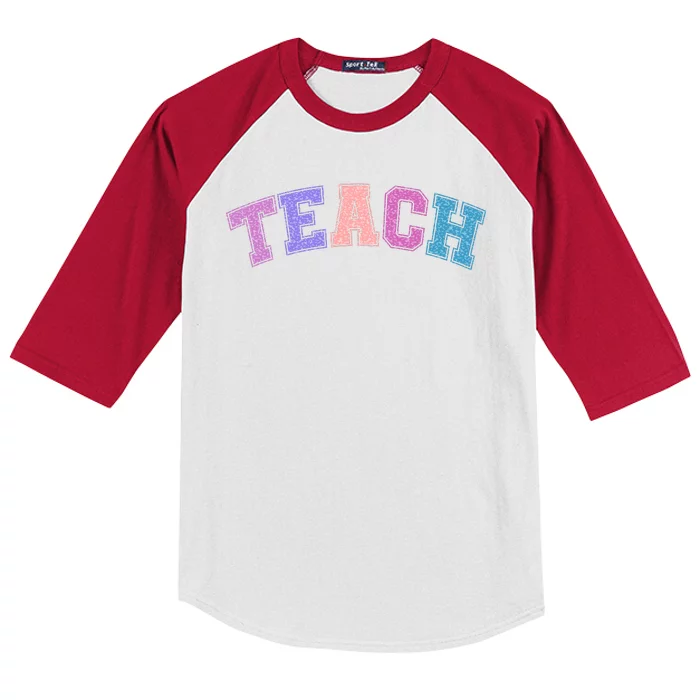 Cute Sporty Teach Logo Kids Colorblock Raglan Jersey