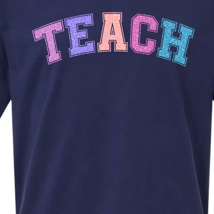 Cute Sporty Teach Logo Sueded Cloud Jersey T-Shirt