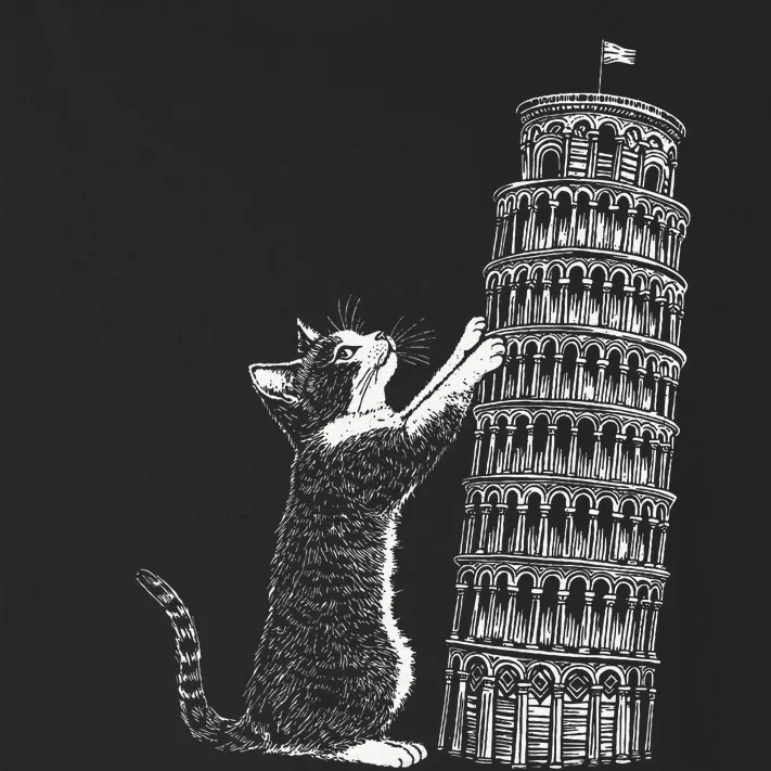 Cat Scratching The Leaning Tower Of Pisa – Italy Funny Cat Toddler Long Sleeve Shirt