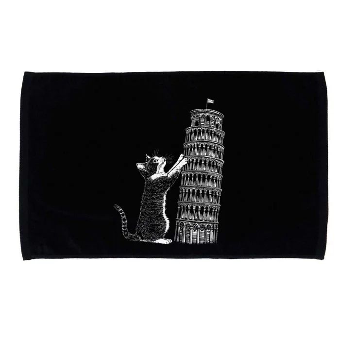 Cat Scratching The Leaning Tower Of Pisa – Italy Funny Cat Microfiber Hand Towel