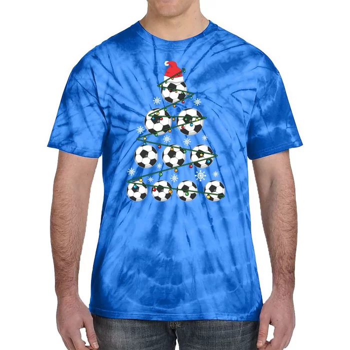 Christmas Soccer Tree Holiday Gift Sport Lover Soccer Player Great Gift Tie-Dye T-Shirt