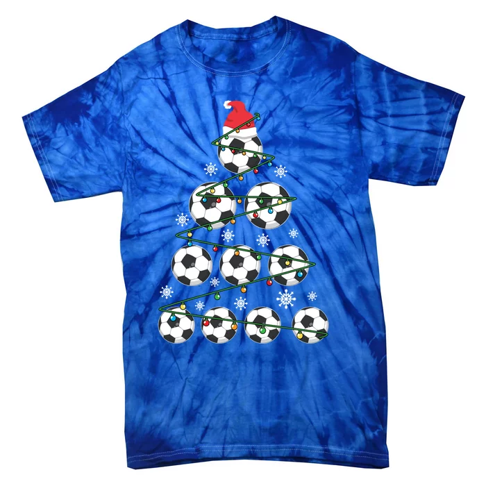 Christmas Soccer Tree Holiday Gift Sport Lover Soccer Player Great Gift Tie-Dye T-Shirt