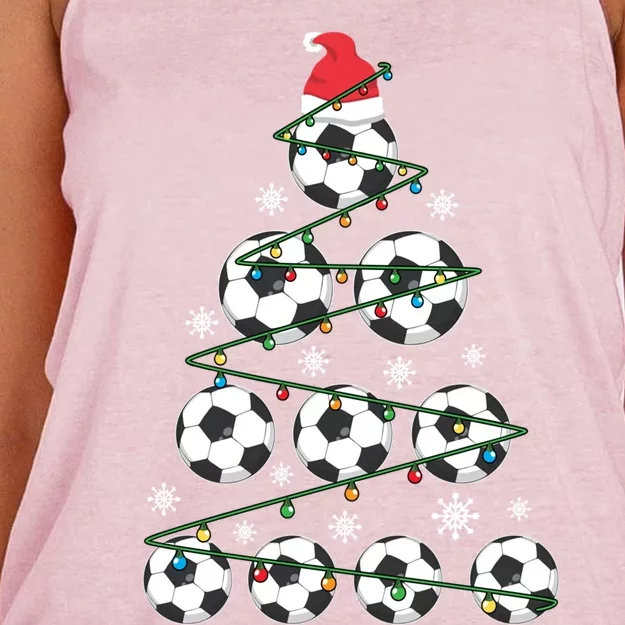 Christmas Soccer Tree Holiday Gift Sport Lover Soccer Player Great Gift Women's Knotted Racerback Tank