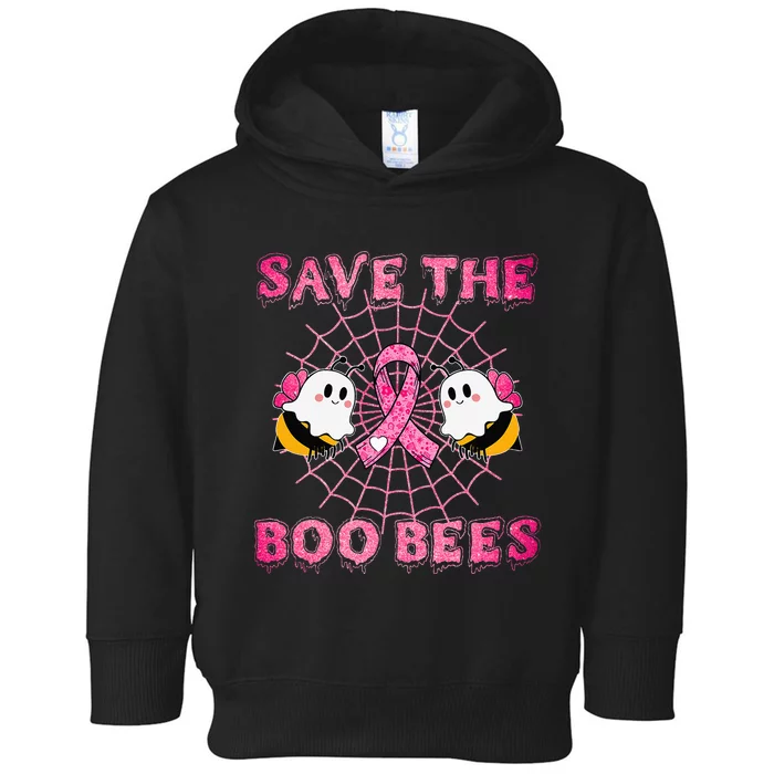 Cute Save The Boo Bees Halloween Breast Cancer Pink Ribbon Toddler Hoodie