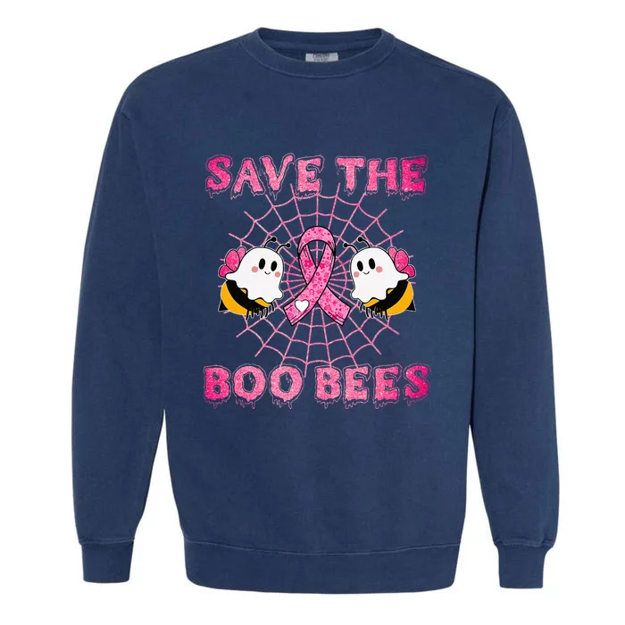 Cute Save The Boo Bees Halloween Breast Cancer Pink Ribbon Garment-Dyed Sweatshirt