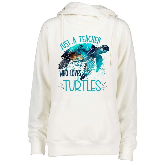 Cute Sea Turtle Teacher Ocean Wildlife Earth Day Teacher Womens Funnel Neck Pullover Hood