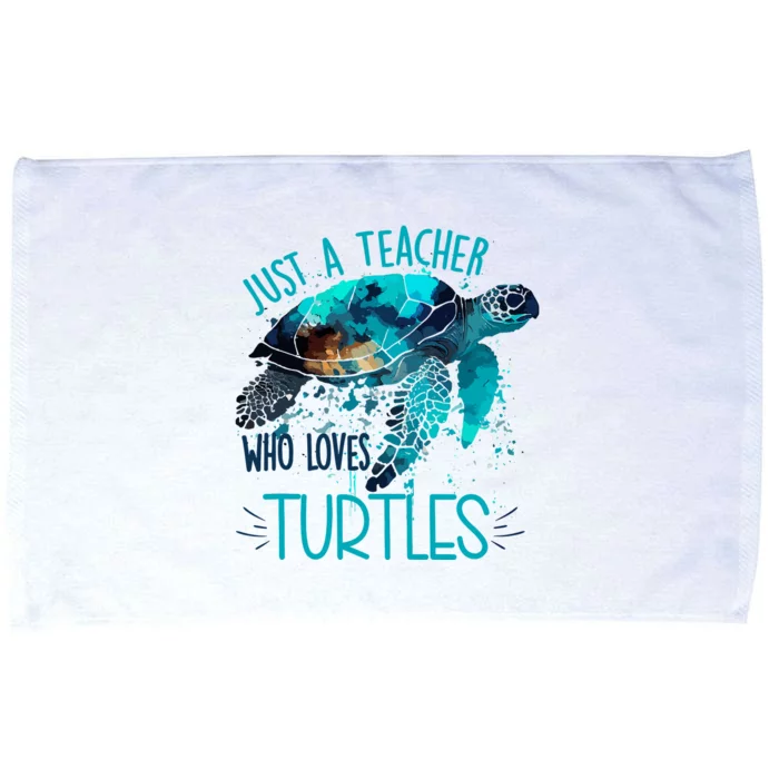 Cute Sea Turtle Teacher Ocean Wildlife Earth Day Teacher Microfiber Hand Towel