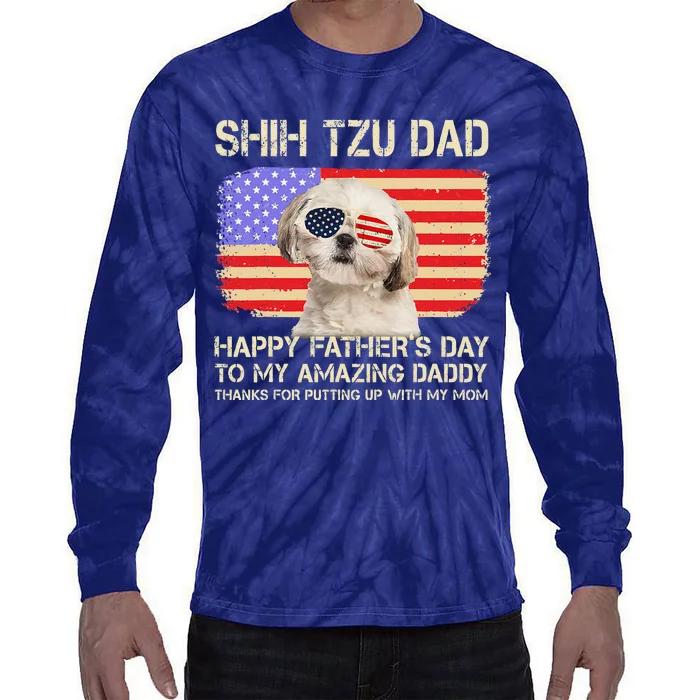 CREAM Shih Tzu Dad Happy Fathers Day To My Amazing Daddy Dog Tie-Dye Long Sleeve Shirt