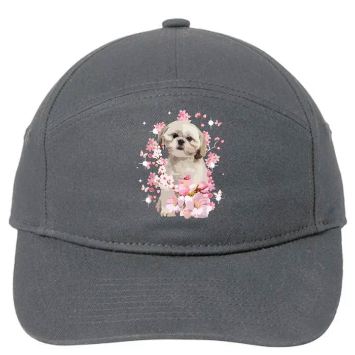 Cute Shih Tzu Mom Flower Happy Mothers Day Love Dog 7-Panel Snapback Hat