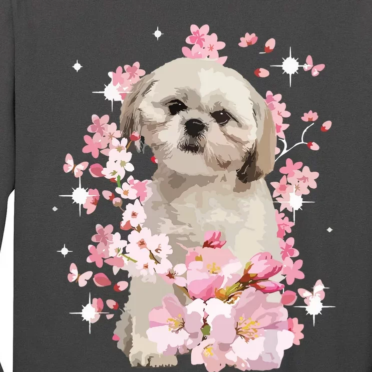 Cute Shih Tzu Mom Flower Happy Mothers Day Love Dog Tall Long Sleeve T-Shirt