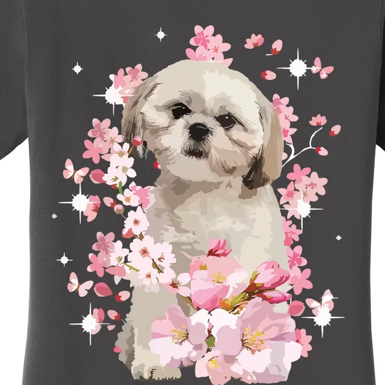 Cute Shih Tzu Mom Flower Happy Mothers Day Love Dog Women's T-Shirt